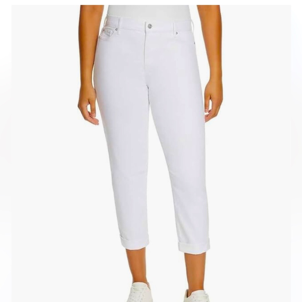 Boyfriend Jeans Sz 14 Mid Rise Cuffed New Gloria Vanderbilt White